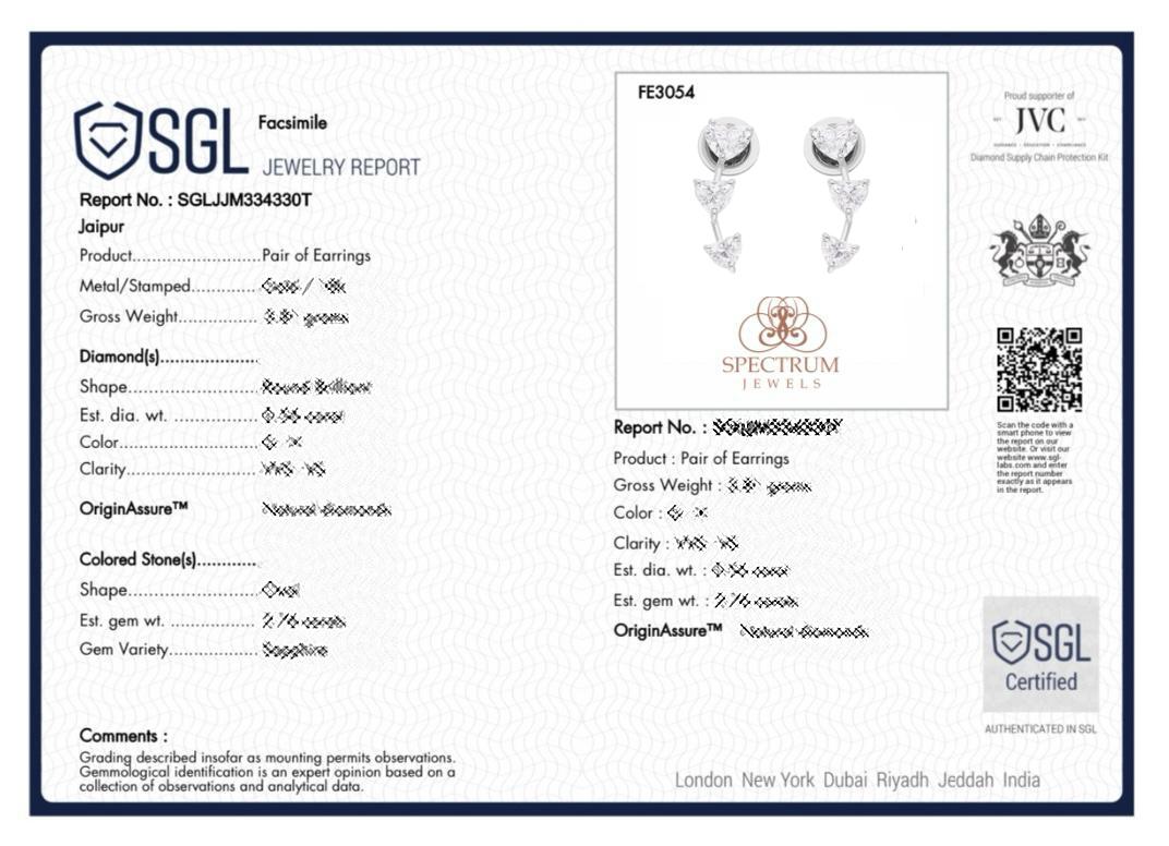 Ohrringe in Herzform 1,88 Karat SI Reinheit HI Farbe Diamant 14 Karat Weißgold Ohrringe Damen im Angebot