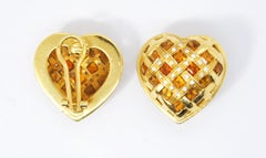 Boucles d'oreilles Clips en forme de coeur avec diamants et quartz Citrines