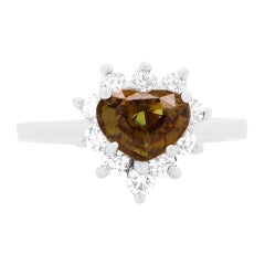 Heart Shape Alexandrite Color Change Diamond Halo Ring 18K Gold Princess Diana