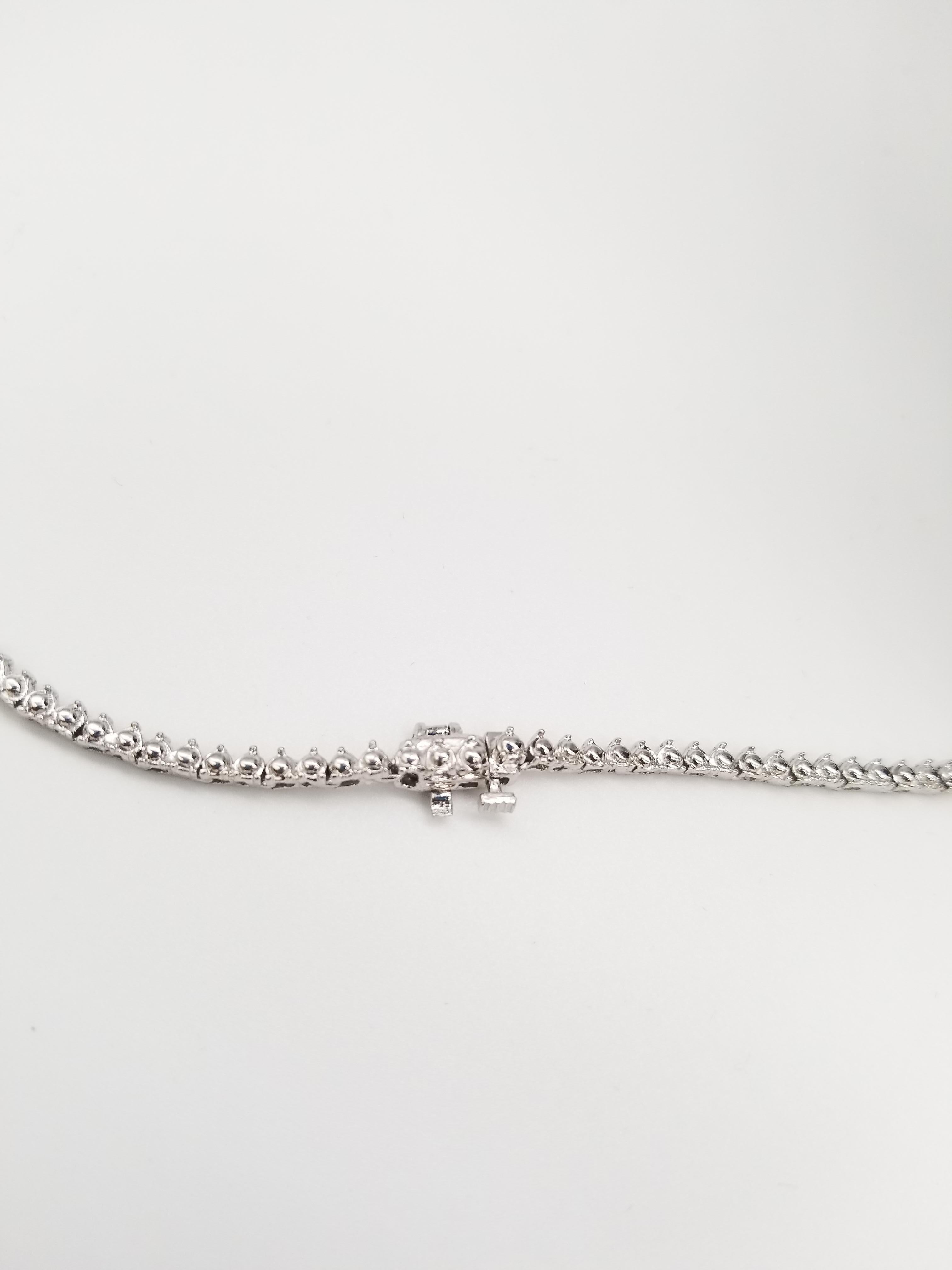Heart Shape Amethyst Diamond Necklace 14 Karat White Gold 2