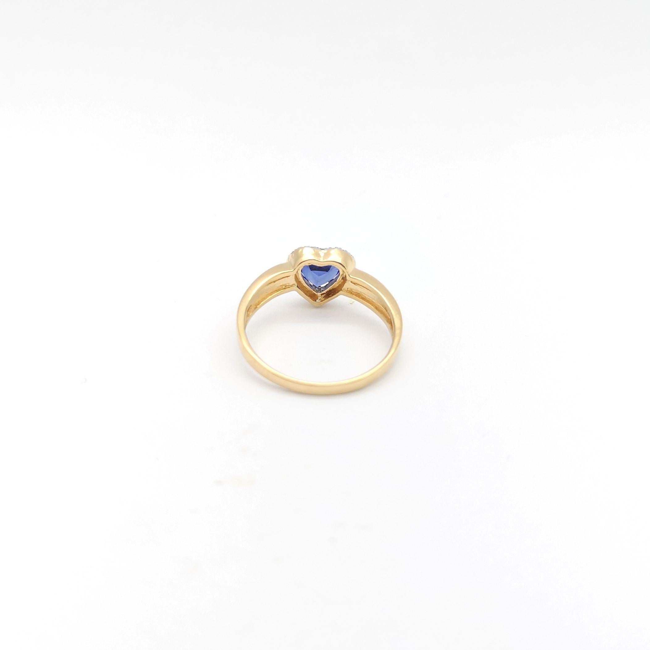 Heart Shape Blue Sapphire with Diamond Ring set in 18K Gold Settings For Sale 4