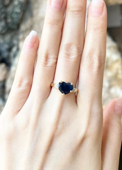 Heart Shape Blue Sapphire with Diamond Ring set in 18K Gold Settings