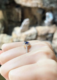 Heart Shape Blue Sapphire with Diamond Ring set in 18K Gold Settings