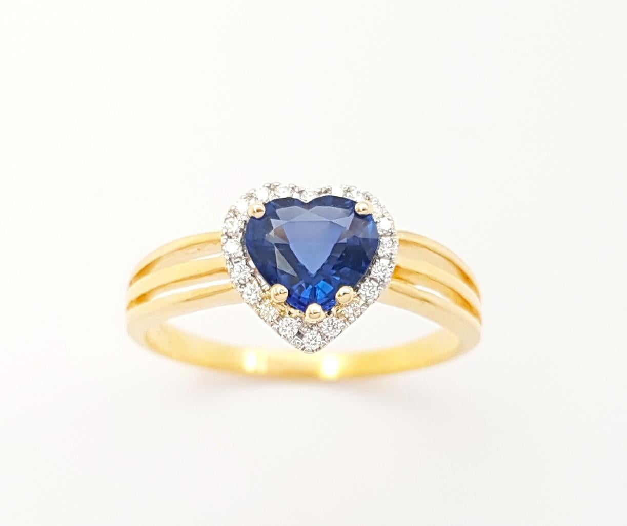 Heart Shape Blue Sapphire with Diamond Ring set in 18K Gold Settings For Sale 1