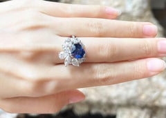 GIA Certified Heart Shape Blue Sapphire with Diamond Ring set in Platinum 950