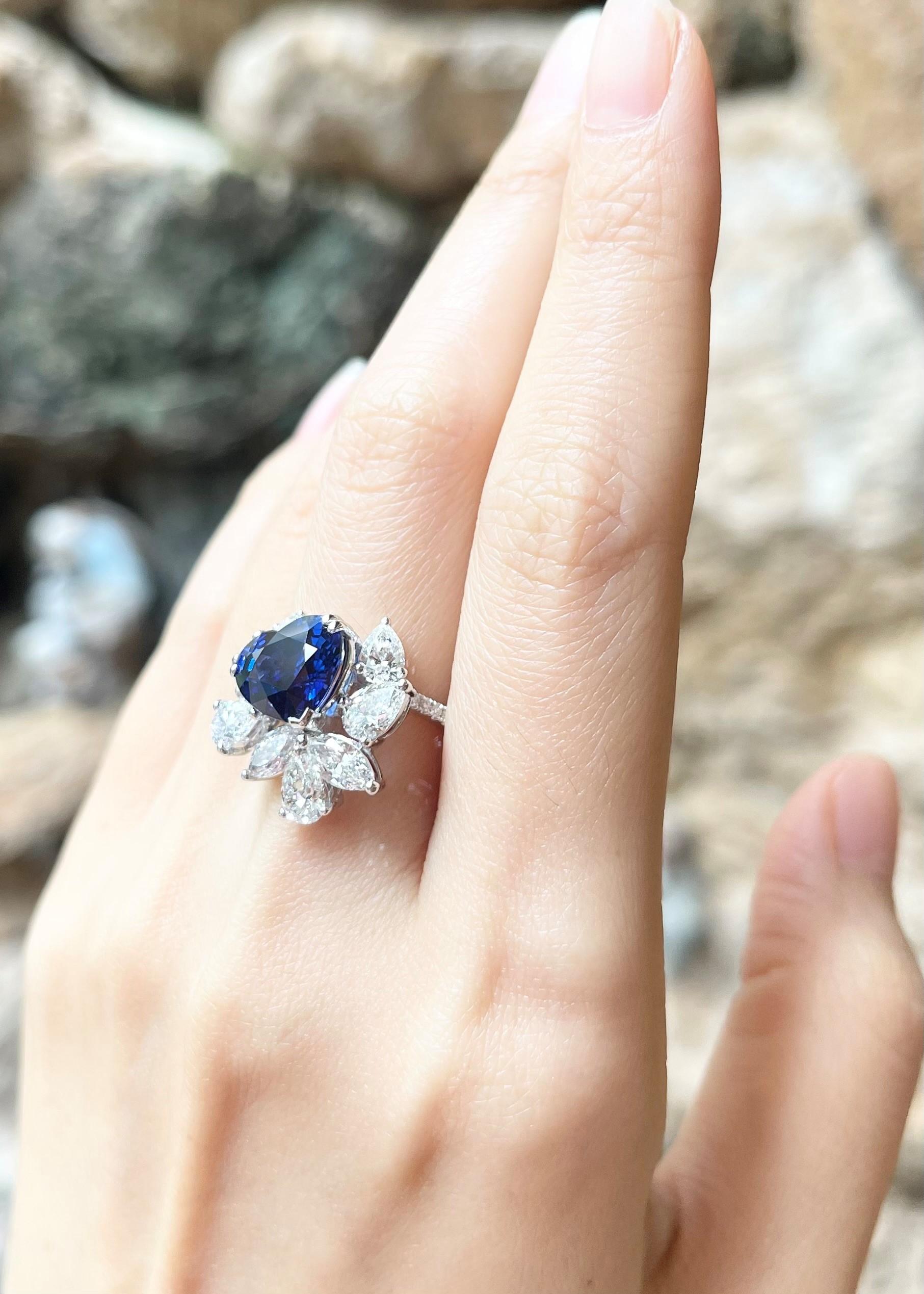 Contemporary GIA Certified Heart Shape Blue Sapphire with Diamond Ring set in Platinum 950 For Sale