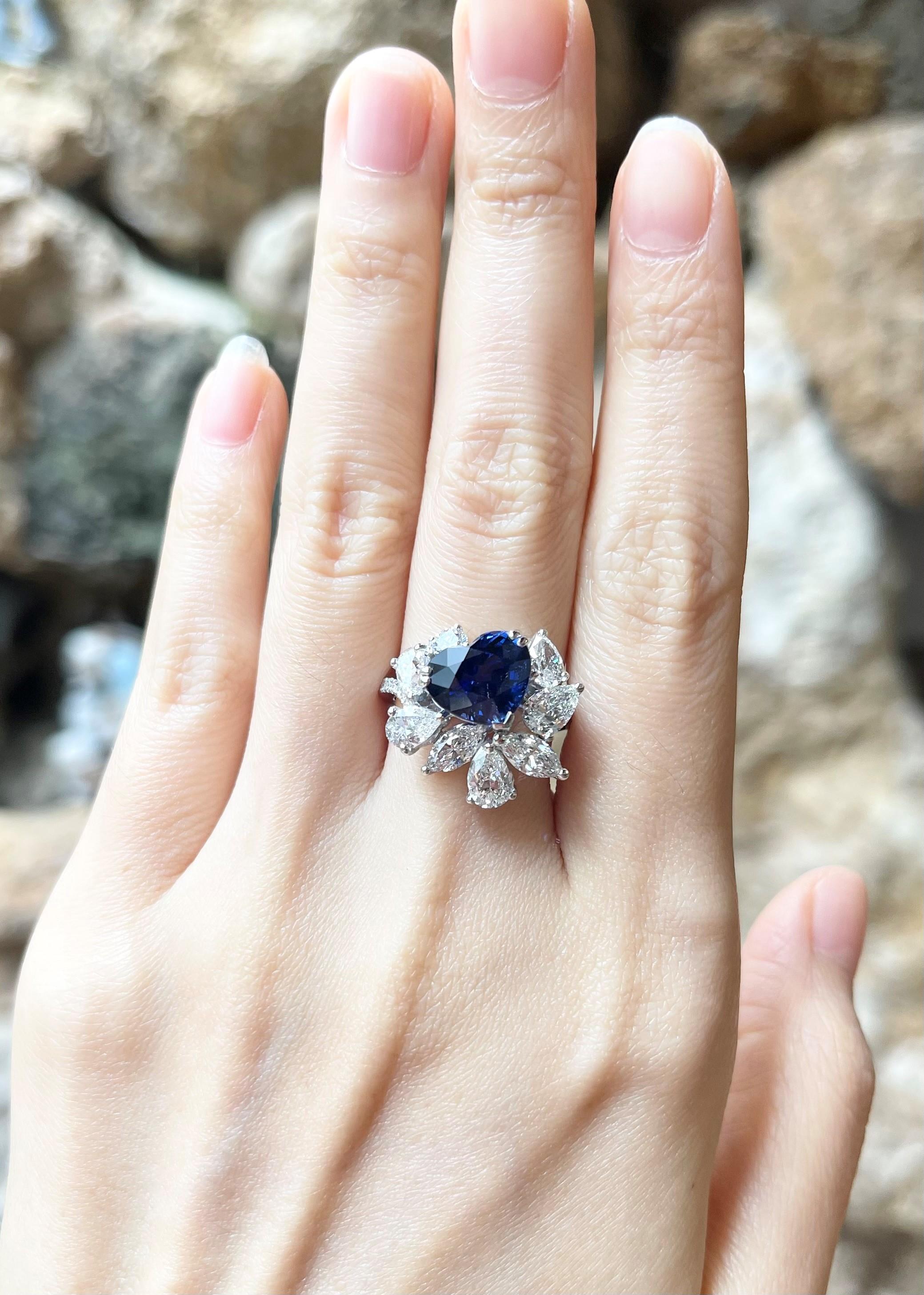 Women's GIA Certified Heart Shape Blue Sapphire with Diamond Ring set in Platinum 950 For Sale