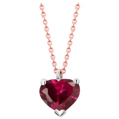 Gold Drop Necklace Pendant with Heart Shape Red Burma Ruby  