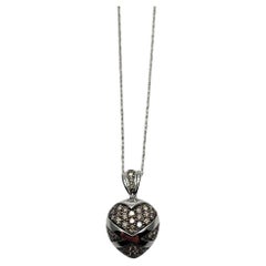 Herzform Champagner Brown Cognac Diamanten Weißgold Kette Anhänger Halskette