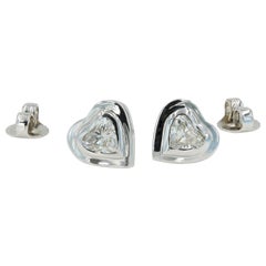 Heart Shape Cut Diamond Stud Earrings 2 =0.79 Carat in 18 Karat White Gold