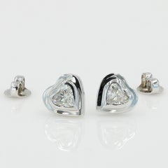 Heart Shape Cut Diamond Stud Earrings 2 =0.79 Carat in 18 Karat White Gold