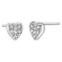 Heart Shape Diamond 0.20 Carat Cluster Stud Earrings