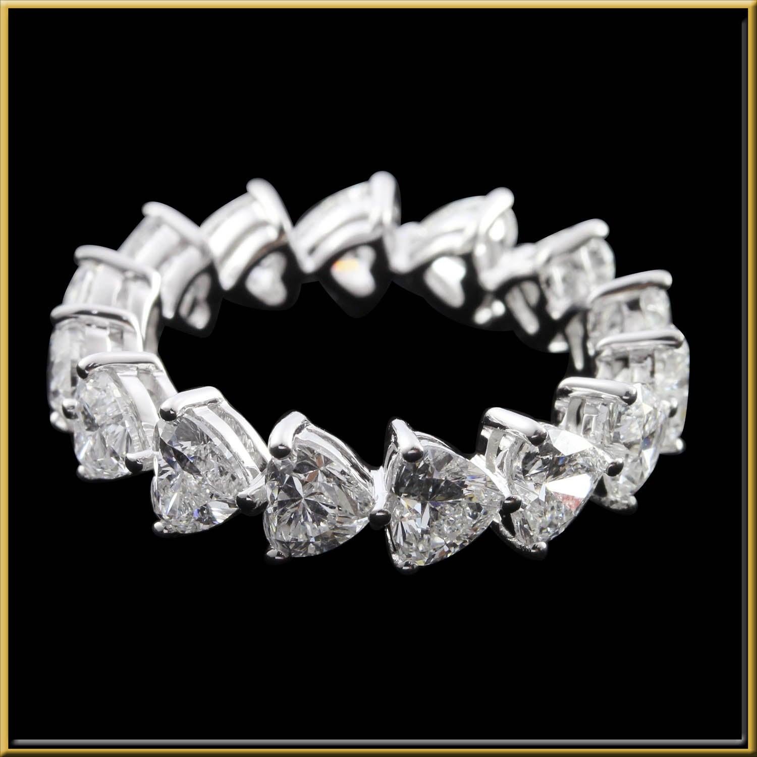 For Sale:  Heart Shape Diamond 0.30 Carat Eternity Ring in 18 Karat Gold 3