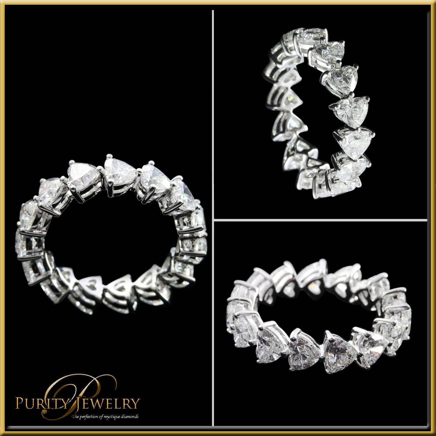 For Sale:  Heart Shape Diamond 0.30 Carat Eternity Ring in 18 Karat Gold 4