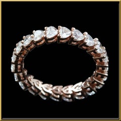 Heart Shape Diamond 1/10 Carat Eternity Ring in 18 Karat Gold