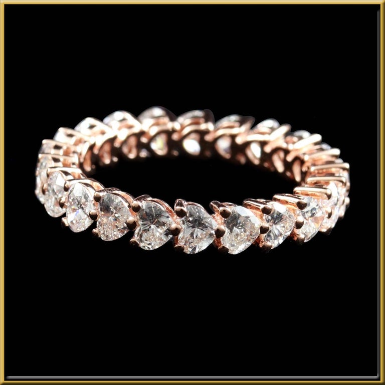 Customizable Heart Shape Diamond 1/10 Carat Eternity Ring in 18 Karat