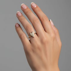 Heart Shape Diamond 14K (or 18k upon request) Yellow Gold Crest Signet Ring