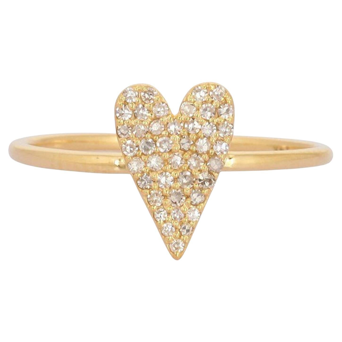 0.20ct Heart Shape Diamond 14K Gold Crest Signet Ring
