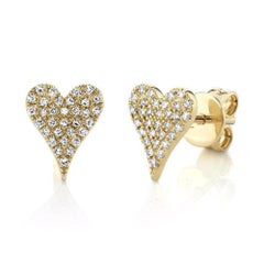 Ohrstecker in Herzform mit Diamant-Look aus 14K Gelbgold