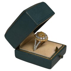 Heart Shape Diamond (Approx. 0.90-Carats) Three Halo Ring, 18k Yellow-White Gold