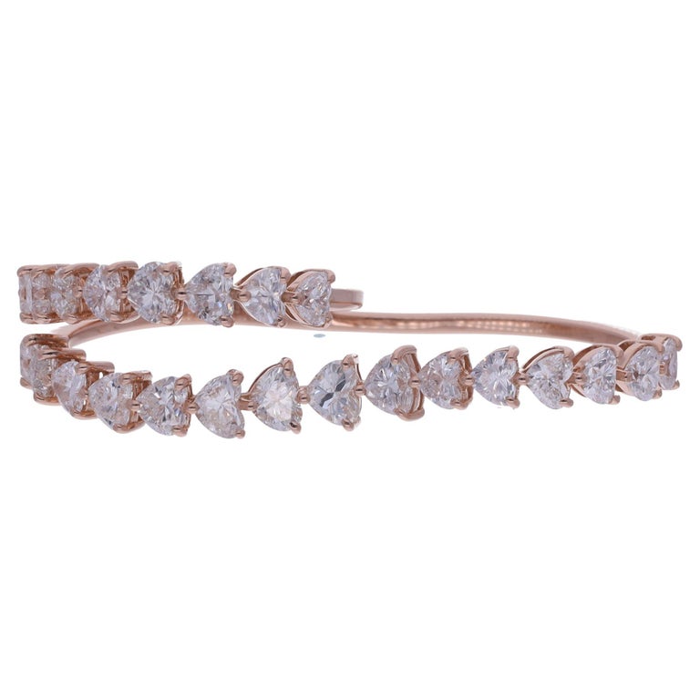 Customizable Heart Shape Diamond Double Finger Ring 18 Karat Rose Gold