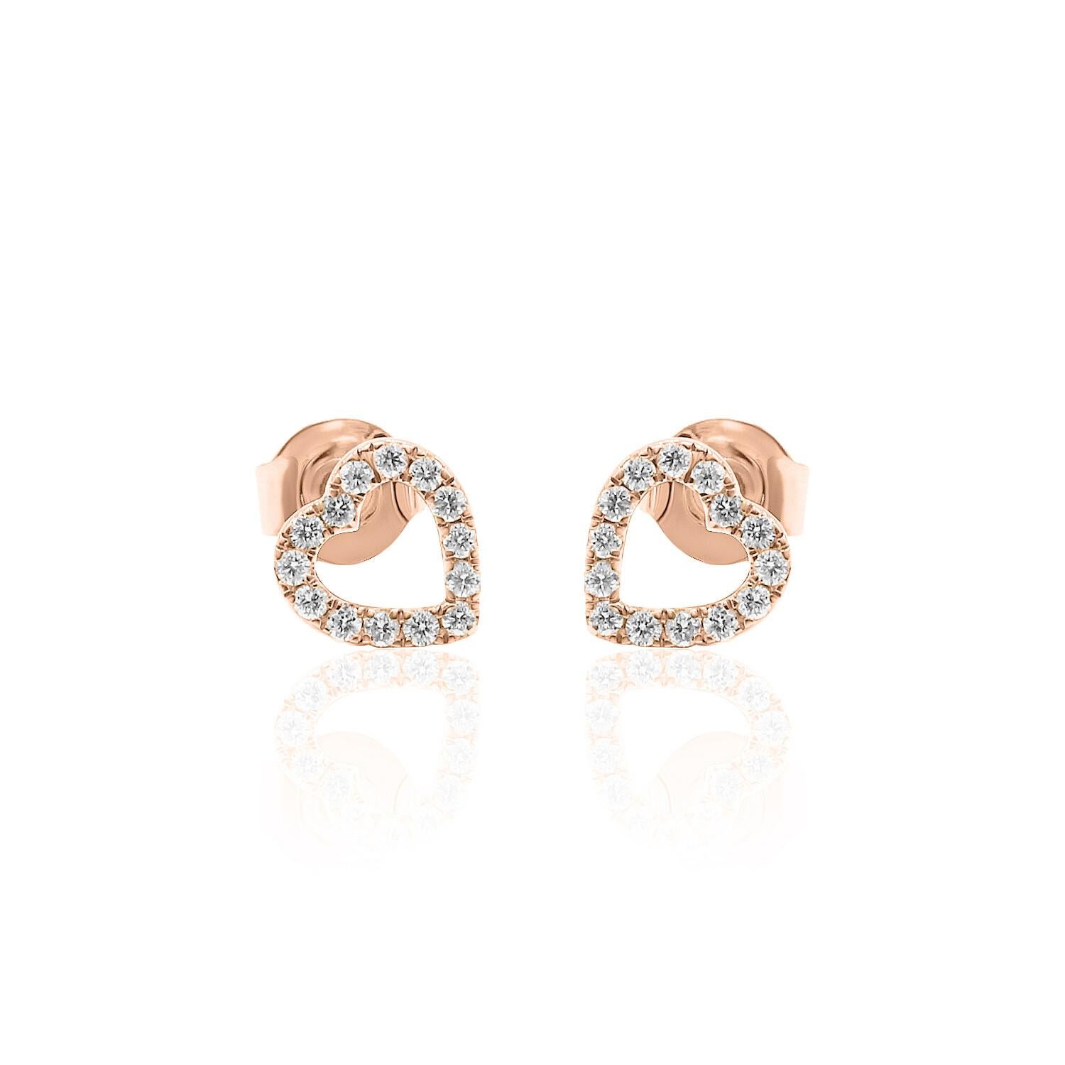 Women's Heart Shape Diamond Earrings 14K, White, Yellow, and Rose Gold