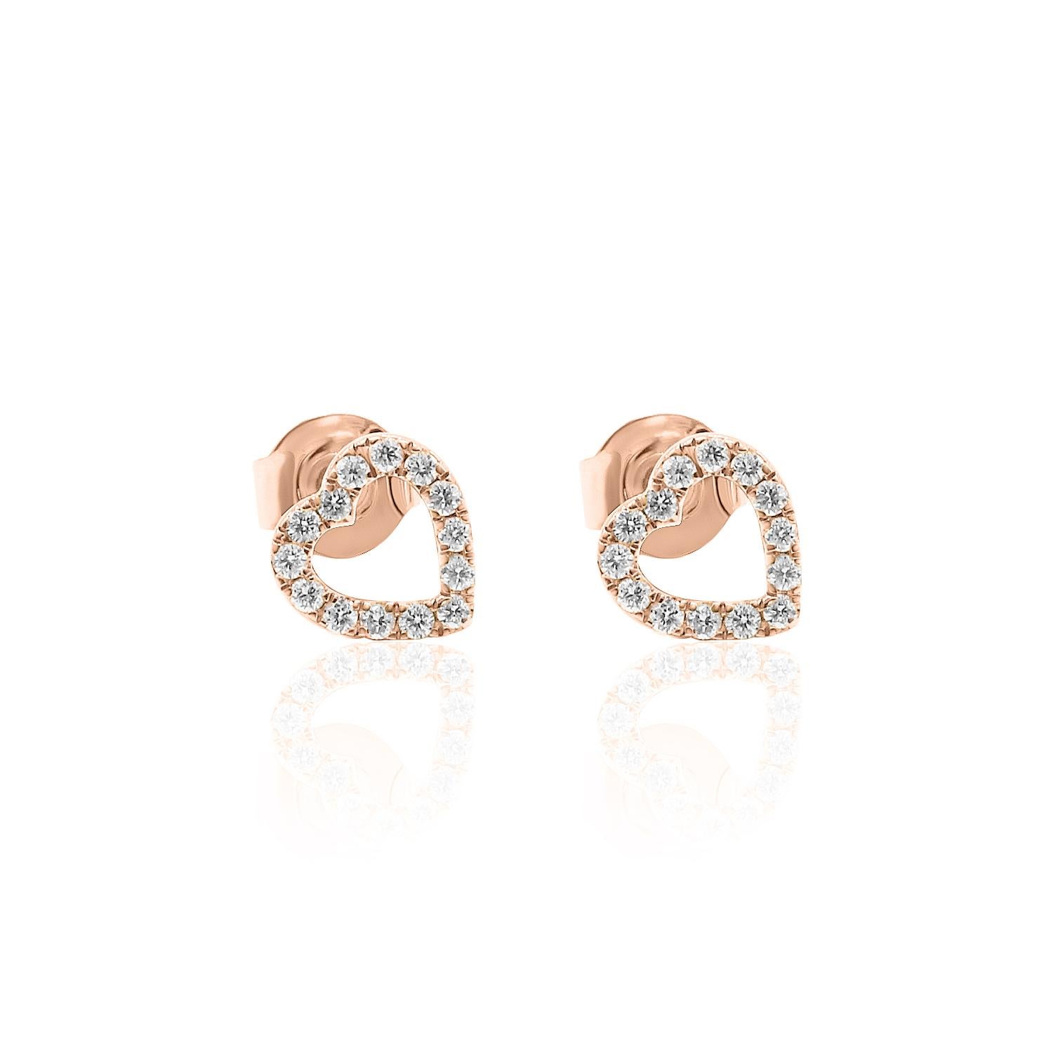 Heart Shape Diamond Earrings 14K, White, Yellow, and Rose Gold 1