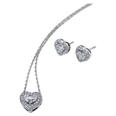 Herzförmige Diamant-Ohrringe und Anhänger Set 2,79 Karat Platin/18KWG