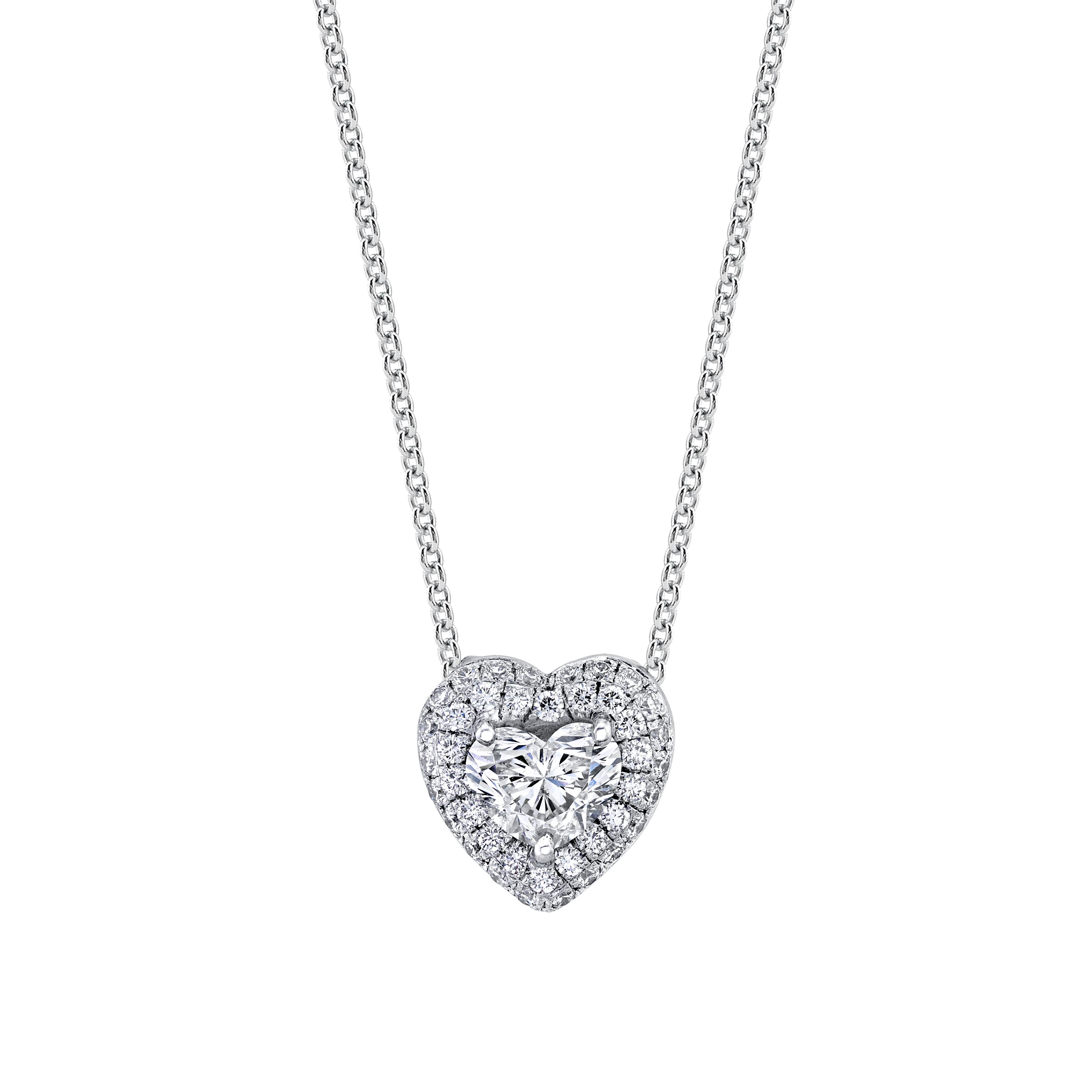 Modern Heart Shape Diamond Earrings and Pendant Set 2.79 Carat Platinum/18KWG