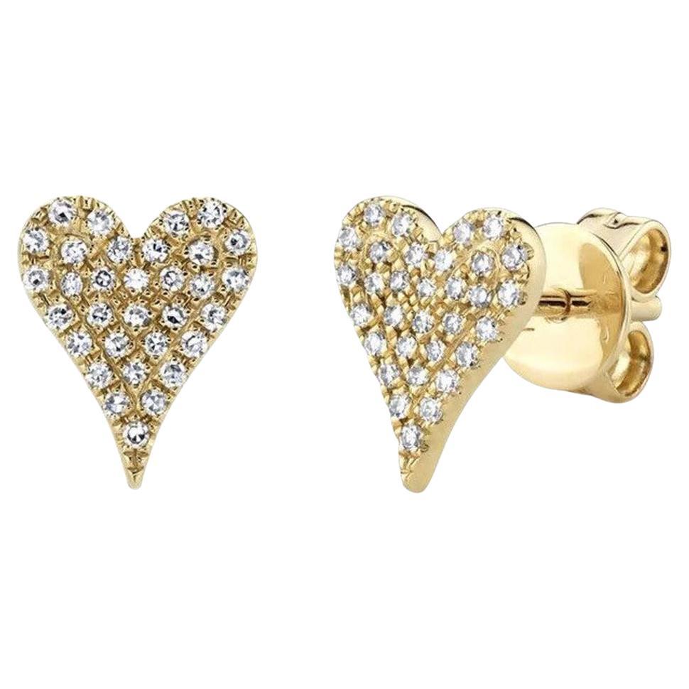 Orecchini con diamante a forma di cuore in oro giallo 14 carati