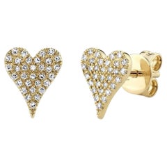 Orecchini con diamante a forma di cuore in oro giallo 14 carati