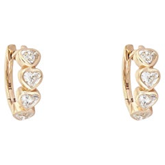 Heart Shape Diamond (or 18k upon request) 14K Yellow Gold Huggie Earrings