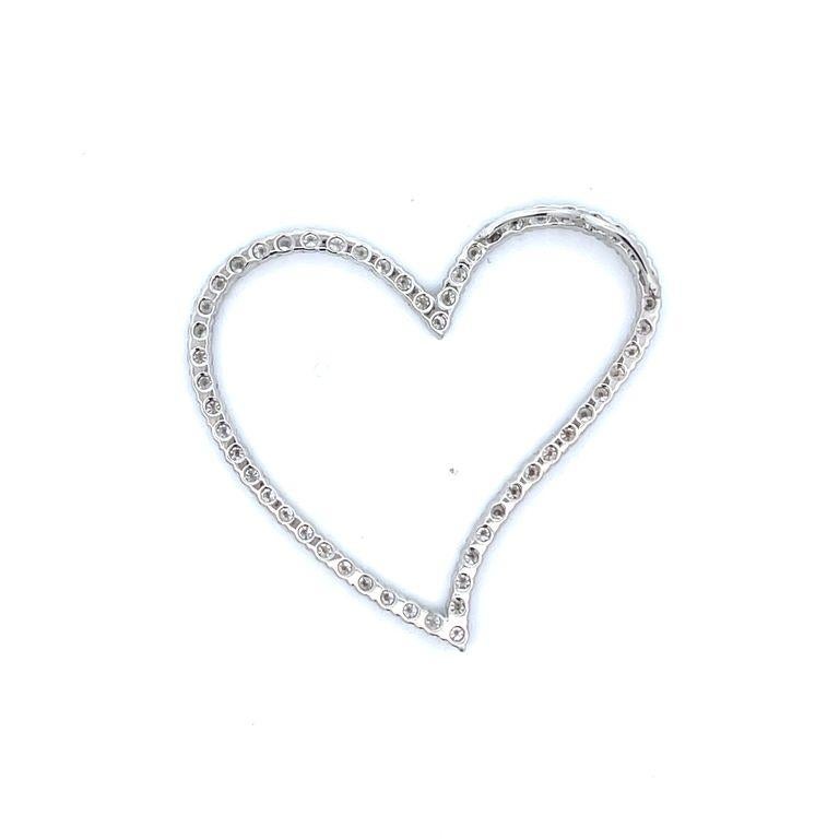 Introducing Our stunning heart shape pendant is the perfect accessory to add elegance and elevate any outfit. It features a round white diamond row of 55 stones in total with a weight of 2.24 carats, a beautifully crafted 14K white gold pendant that