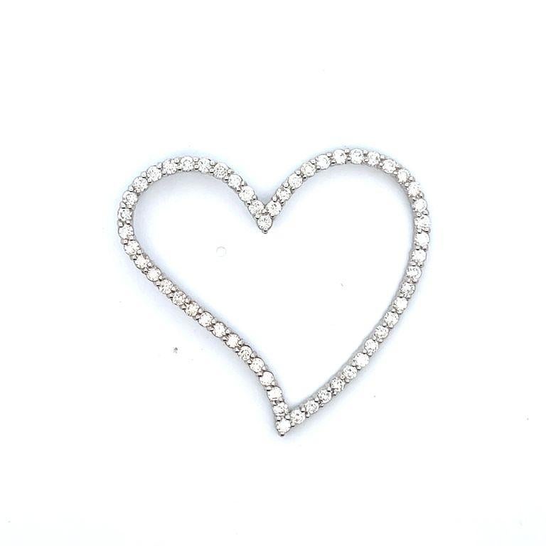 Modern Heart Shape Diamond Pendant 2.24 Carat in 14k White Gold For Sale