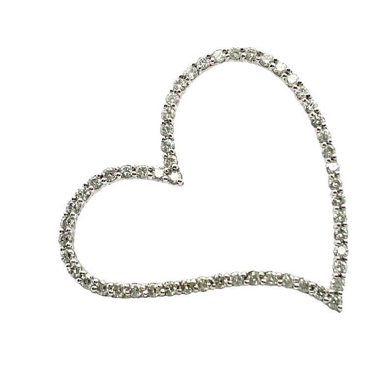 Round Cut Heart Shape Diamond Pendant 2.24 Carat in 14k White Gold For Sale