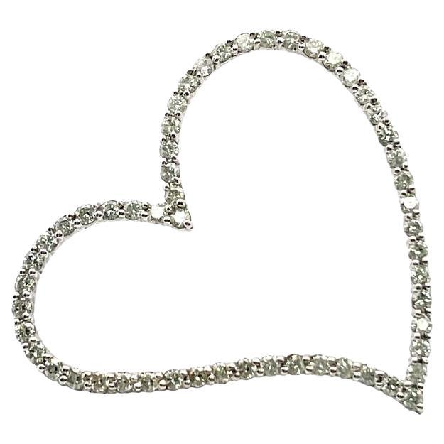 Heart Shape Diamond Pendant 2.24 Carat in 14k White Gold For Sale at ...