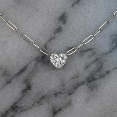 Heart Shape Diamond Pendant Necklace in 14k White Gold
