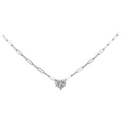 Heart Shape Diamond Pendant Necklace in 14k White Gold