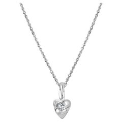 Collier pendentif en forme de cœur avec diamant en or blanc 18K