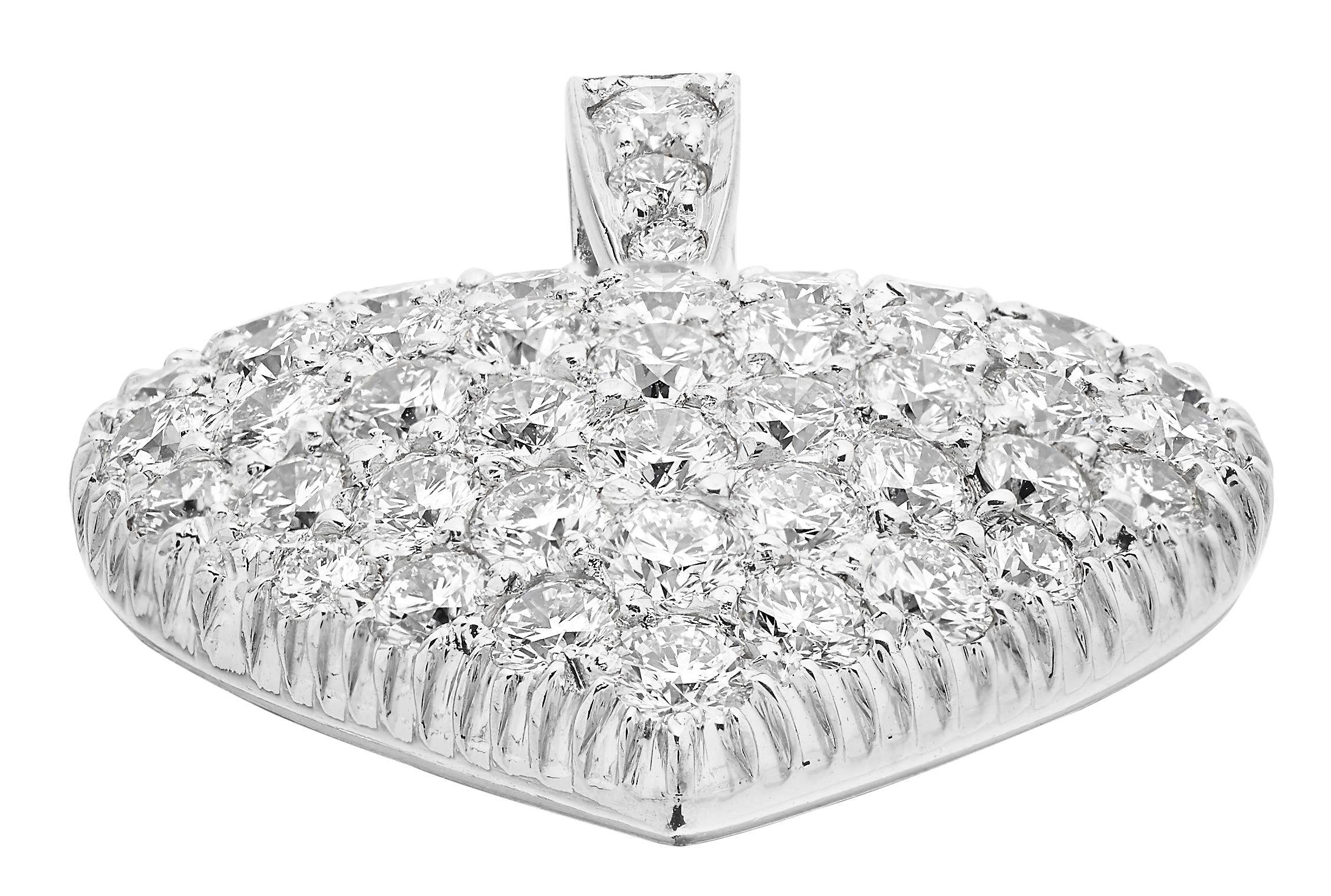 Modern Heart Shape Round Brilliant Cut Diamond Pendant Set in Platinum