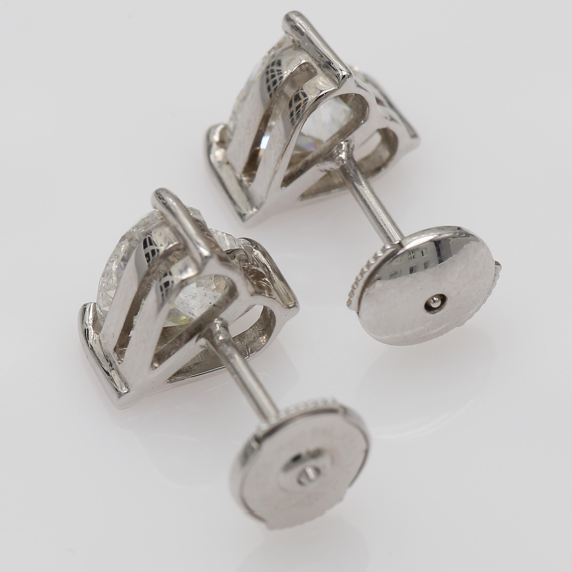 Heart Shape Diamond Stud Earrings 3.42 Carat in White Gold For Sale 1