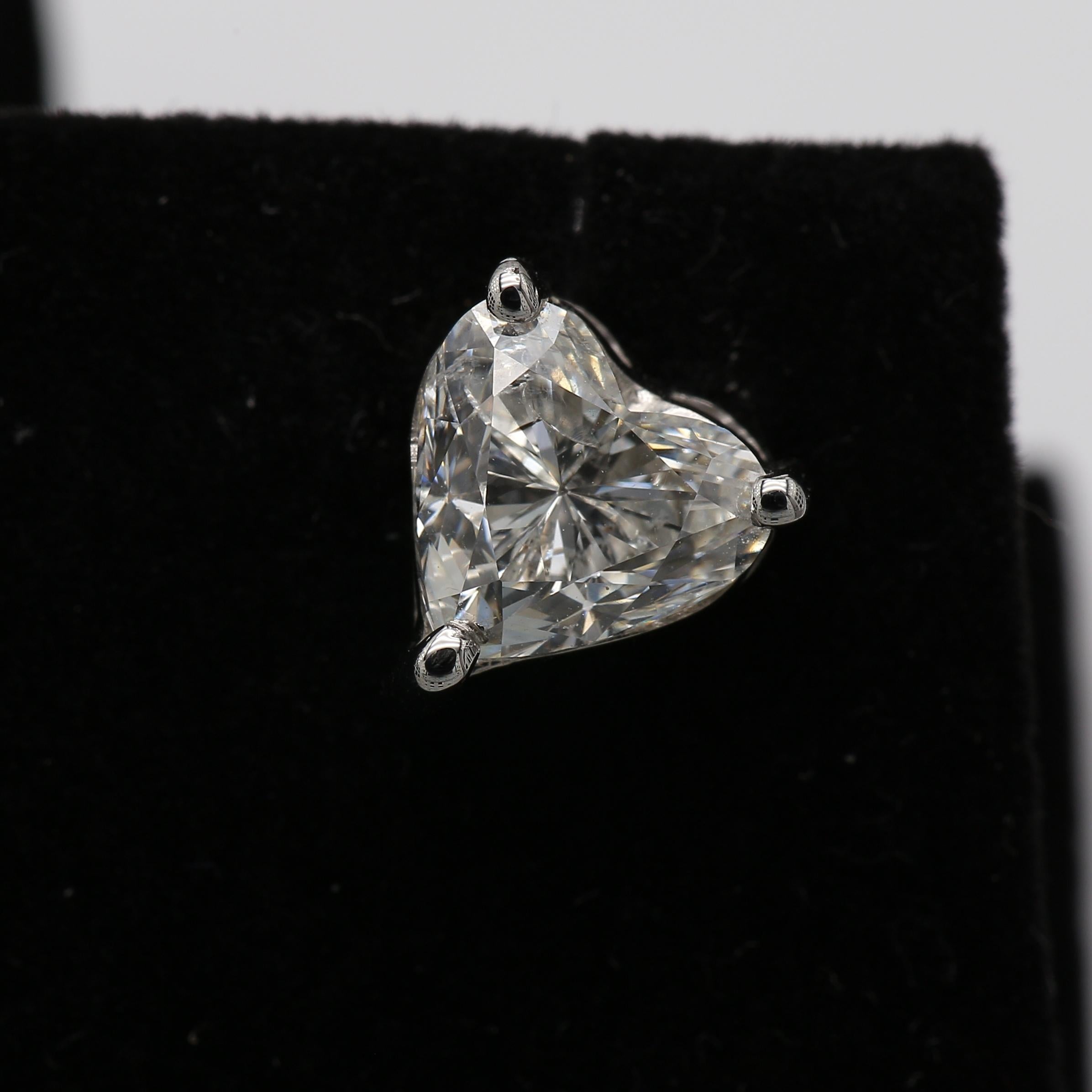 Heart Shape Diamond Stud Earrings 3.42 Carat in White Gold For Sale 3