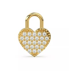 Heart Shape Diamond Studded Charm Pendant 14K Solid Gold Minimalist Charms
