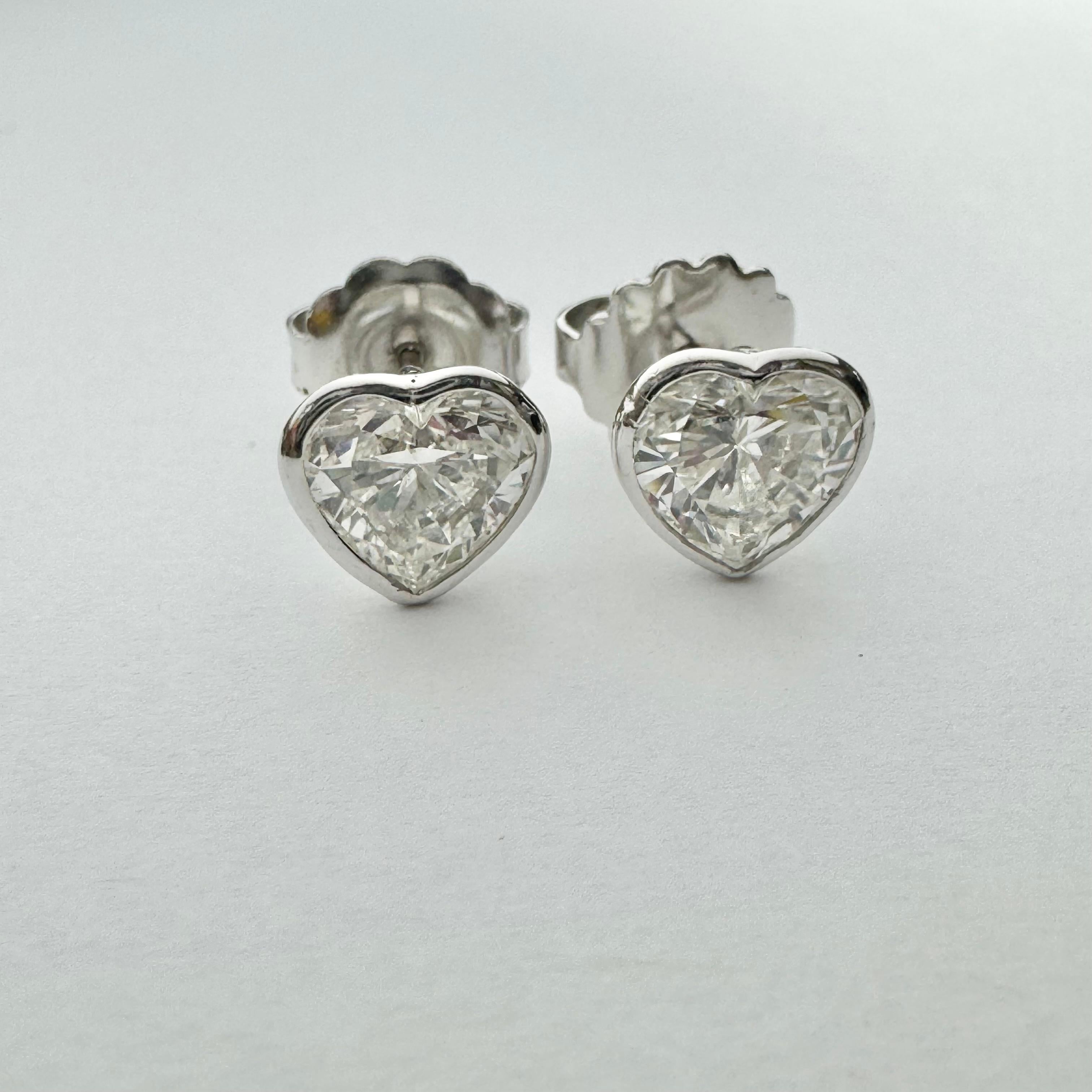 Contemporary Heart Shape Diamond Studs 4.03cttw,  in Tiffany & Co. setting For Sale