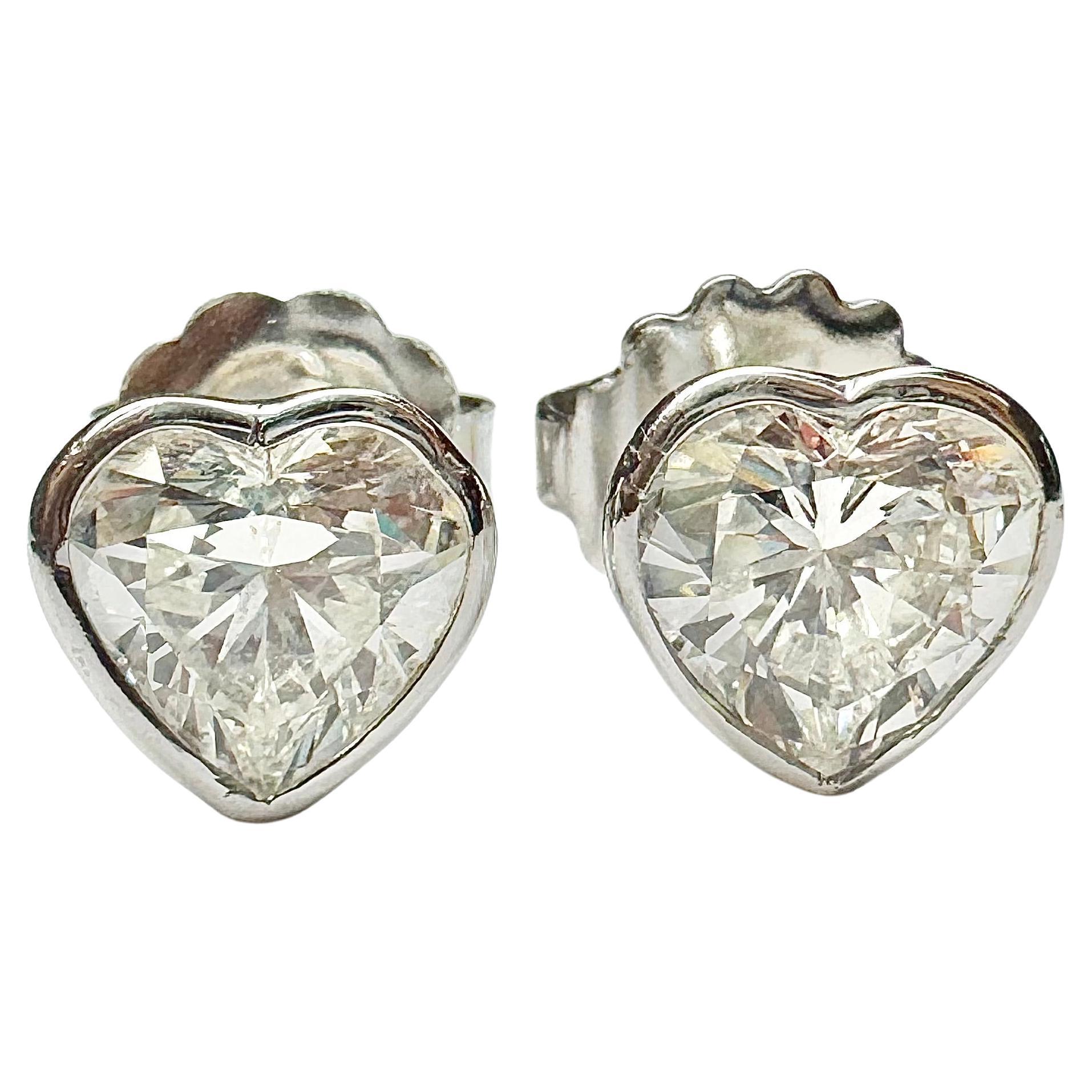 Heart Shape Diamond Studs 4.03cttw,  in Tiffany & Co. setting For Sale