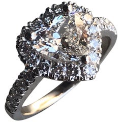 Heart Shape Diamond with Diamond Halo Engagement Ring, 1.7 Carat TW, K W