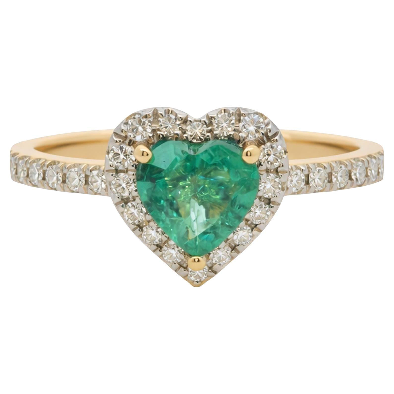 Customizable Heart-Shaped Green Emerald 14K (18K Custom) Emerald Band ...