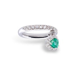 Heart Shape Emerald Ring with Diamonds from d'Avossa True Love Collection