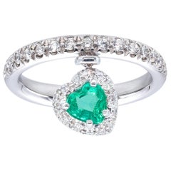 Heart Shape Emerald Ring with Diamonds from d'Avossa True Love Collection