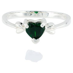 Heart shape faceted tsavorite silver ring